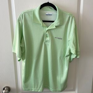 Green and white stripe Columbia PFG polo